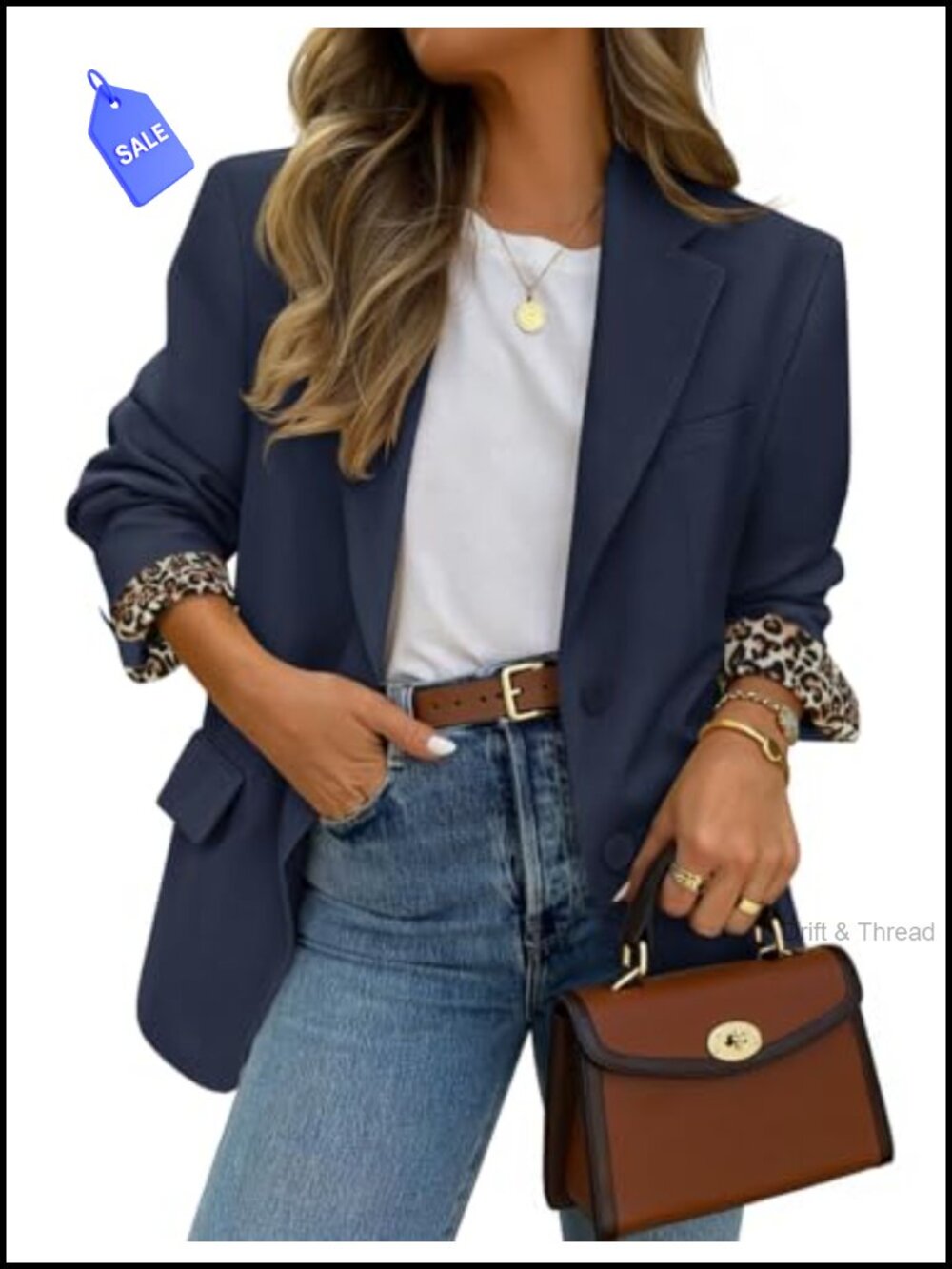 Oversized Open Front Blazer Button Lapel Business Casual Office Jacket